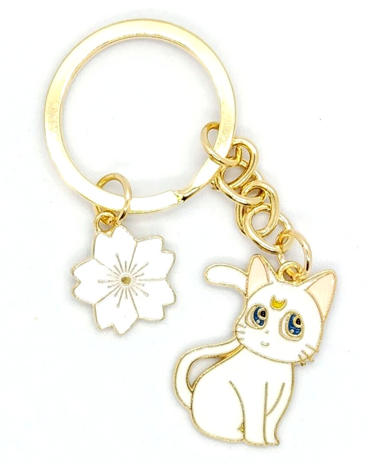 ARTEMIS KEYCHAIN Sailor Moon Key Chain/Keyring White Flower Cat Anime