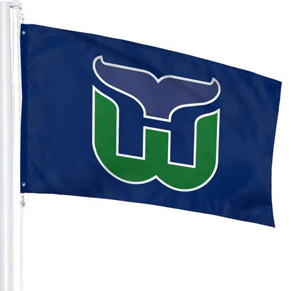 HARTFORD WHALERS FLAG 5'X3' Old School NHL Hockey (Carolina Hurricanes)