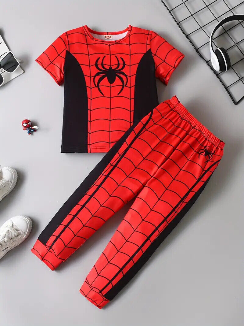 YOUTH SPIDERMAN PAJAMAS Kid's/Boy's Polyester PJs Shirt & Pants (Pick Ur Size)