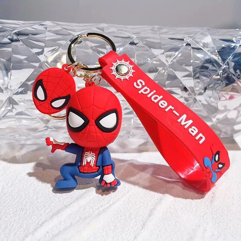 SPIDER-MAN SILICONE KEYCHAINS Marvel Superhero Key Chain/Keyring (You Choose!)