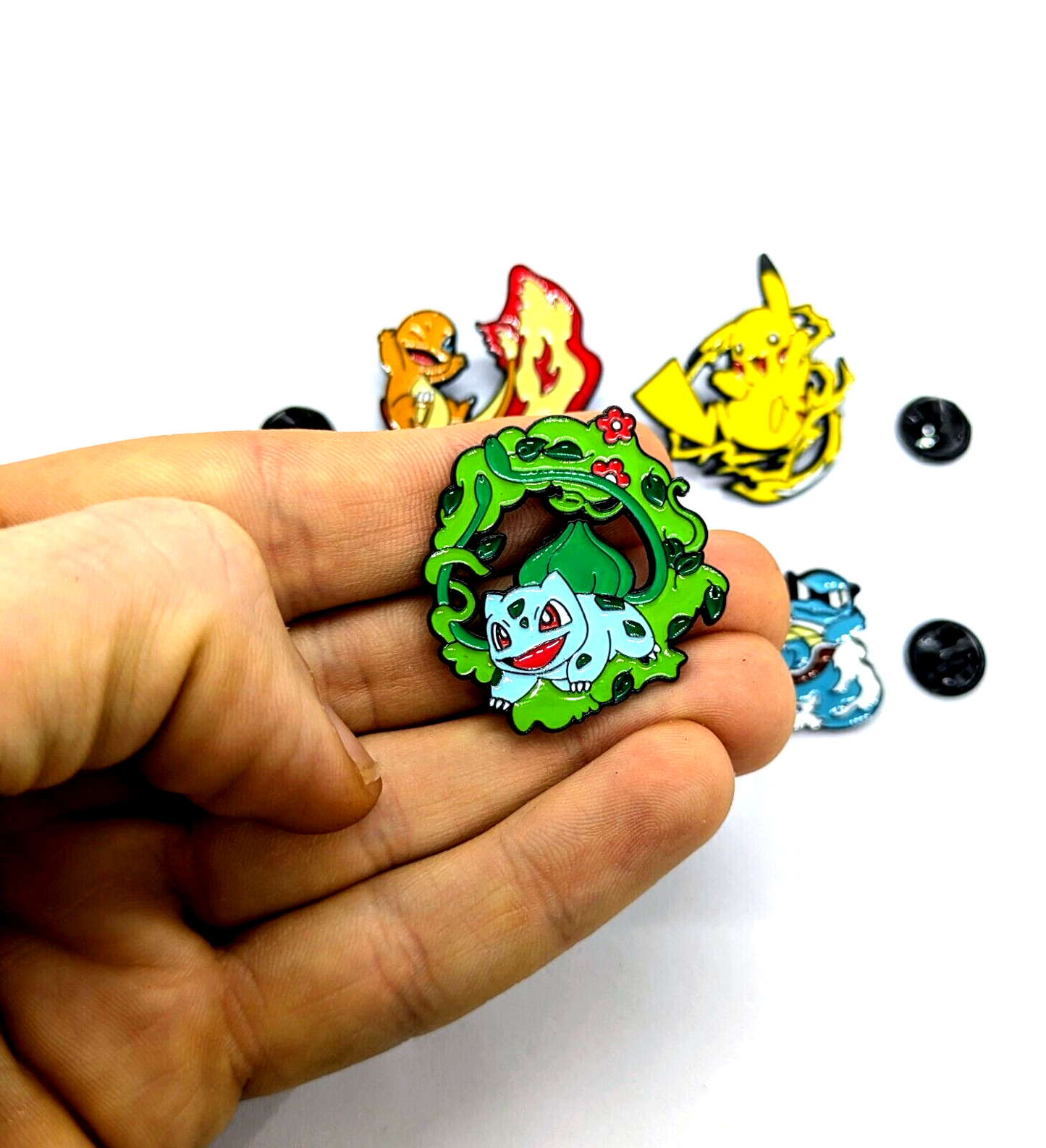 POKEMON STARTERS PIN SET (4pcs) Die-Cut Vibrant Gift Enamel Lapel Brooch Lot