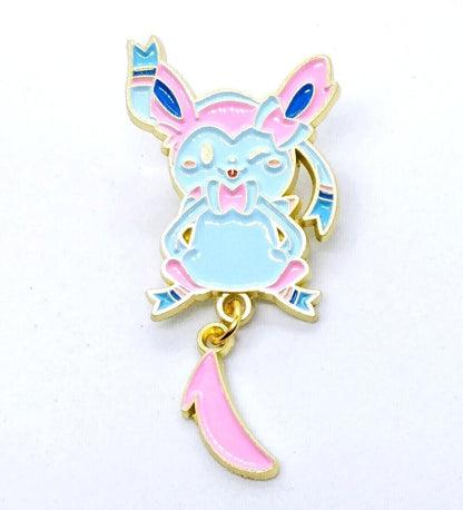 EEVEELUTION DANGLING TAIL PIN Pokemon Anime Eevee Lapel Brooch Set (You Choose)