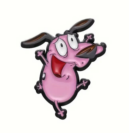 COURAGE THE COWARDLY DOG PIN Celebration Enamel Brooch 90s 1990s Cartoon Toon