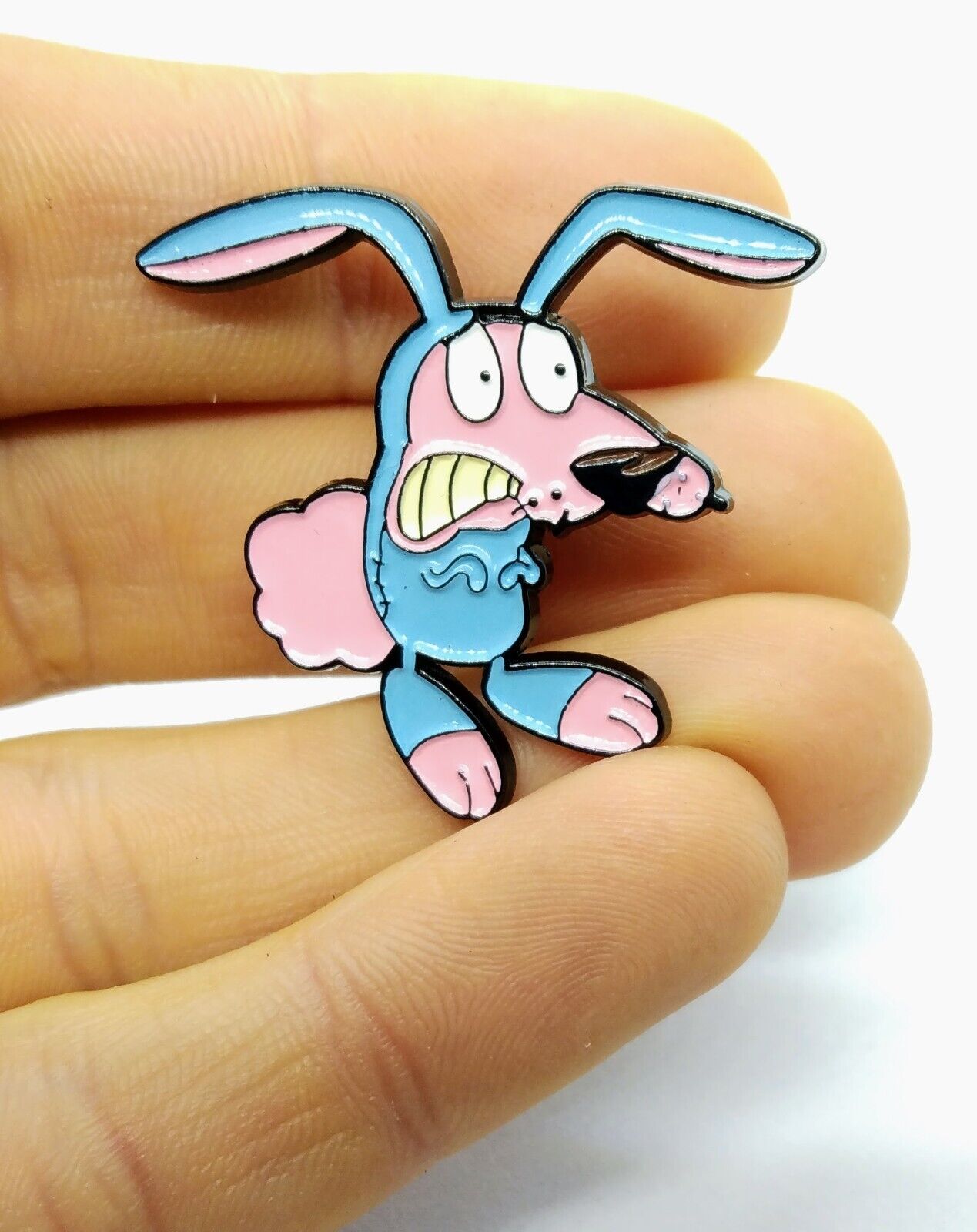 COURAGE THE COWARDLY DOG PIN Bunny Pajamas Enamel Brooch 90s 1990s Cartoon Toon