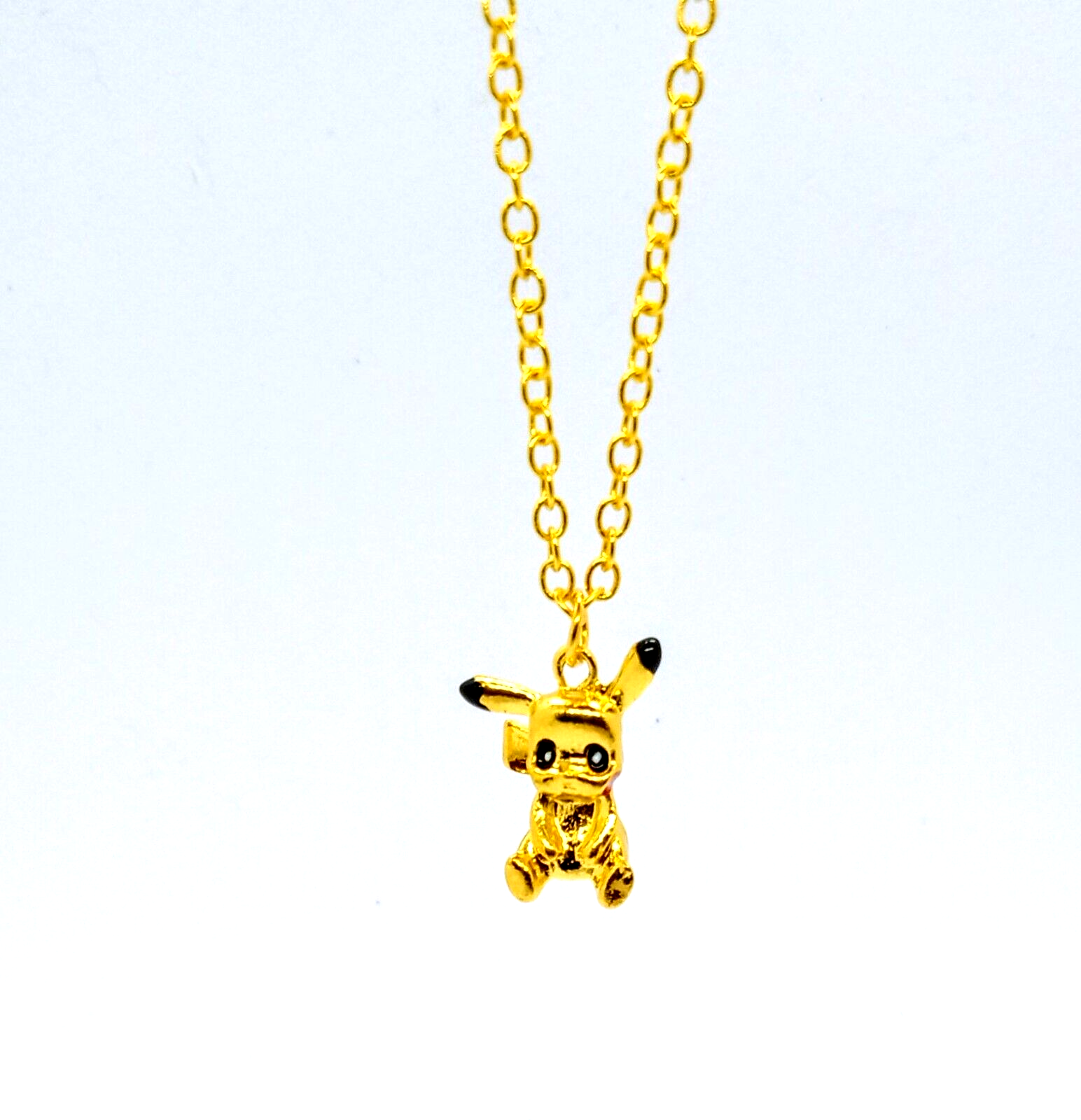 PIKACHU GOLDEN NECKLACE Pokemon Cute Kawaii Pendant & 23" Chain (Cool Gift!)