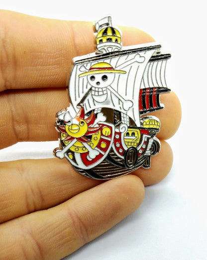 ONE PIECE THOUSAND SUNNY SHIP PIN Luffy Pirate Ace Anime Enamel Lapel Brooch