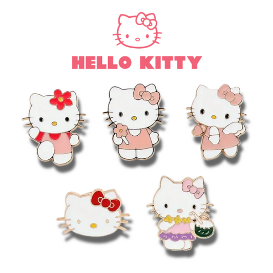 HELLO KITTY PIN SET (5pcs) Classic Cartoon Cute Gift Enamel Lapel Brooch Lot