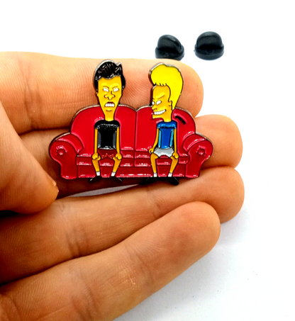 BEAVIS AND BUTTHEAD PIN Funny Retro Animated Cartoon Sofa Enamel Lapel Brooch