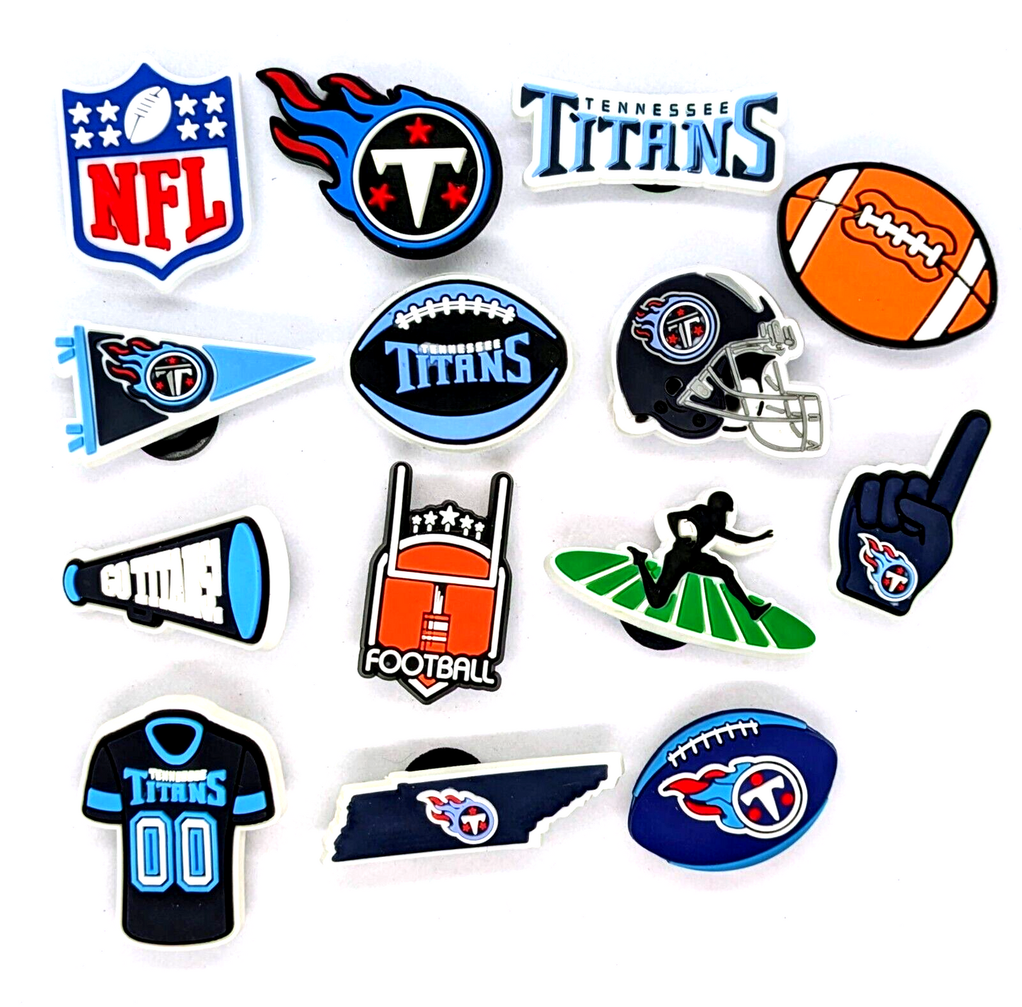 TENNESSEE TITANS SHOE CHARMS (14pcs) Football Cool Gift Accessories Set Lot