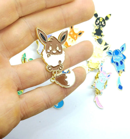 EEVEELUTION DANGLING TAIL PIN Pokemon Anime Eevee Lapel Brooch Set (You Choose)