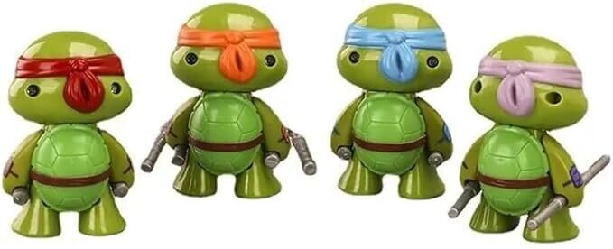 TEENAGE MUTANT NINJA TURTLES FIGURINES (4pcs) ~2.9" Four TMNT PVC Action Figures