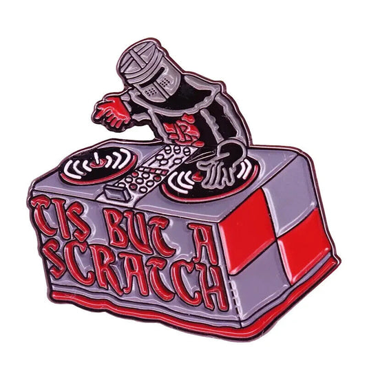 MONTY PYTHON PIN "Tis But A Scratch" Knight DJ Funny Gift Enamel Lapel Brooch