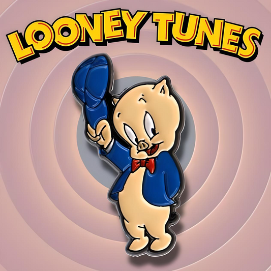 PORKY PIG PIN Classic Looney Tunes Cartoon Toon Enamel Lapel Brooch (Fun Gift!)