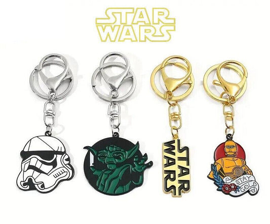 STAR WARS KEYCHAIN Yoda C-3PO Storm Trooper Title Key Chain/Keyring (You Choose)