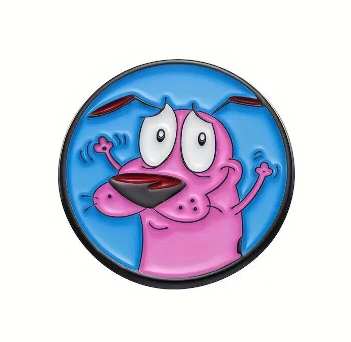 COURAGE THE COWARDLY DOG PIN Cartoon Bubble Enamel Brooch 90s 1990s Cartoon Toon