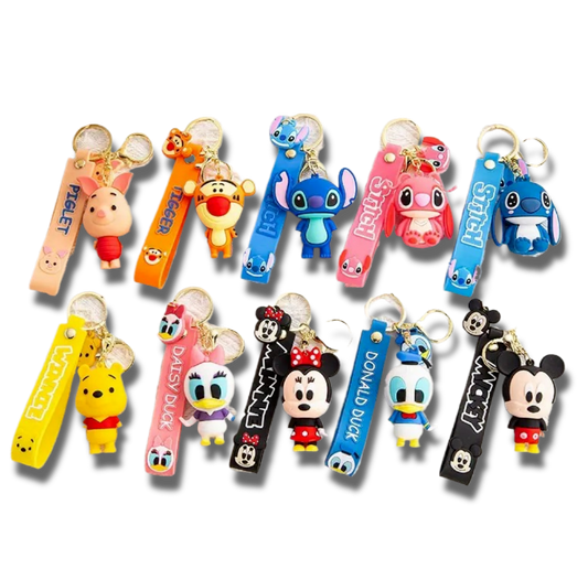 DISNEY SILICONE KEYCHAIN Mickey, Pooh Bear, Stitch, and More (Pick Ur Character)