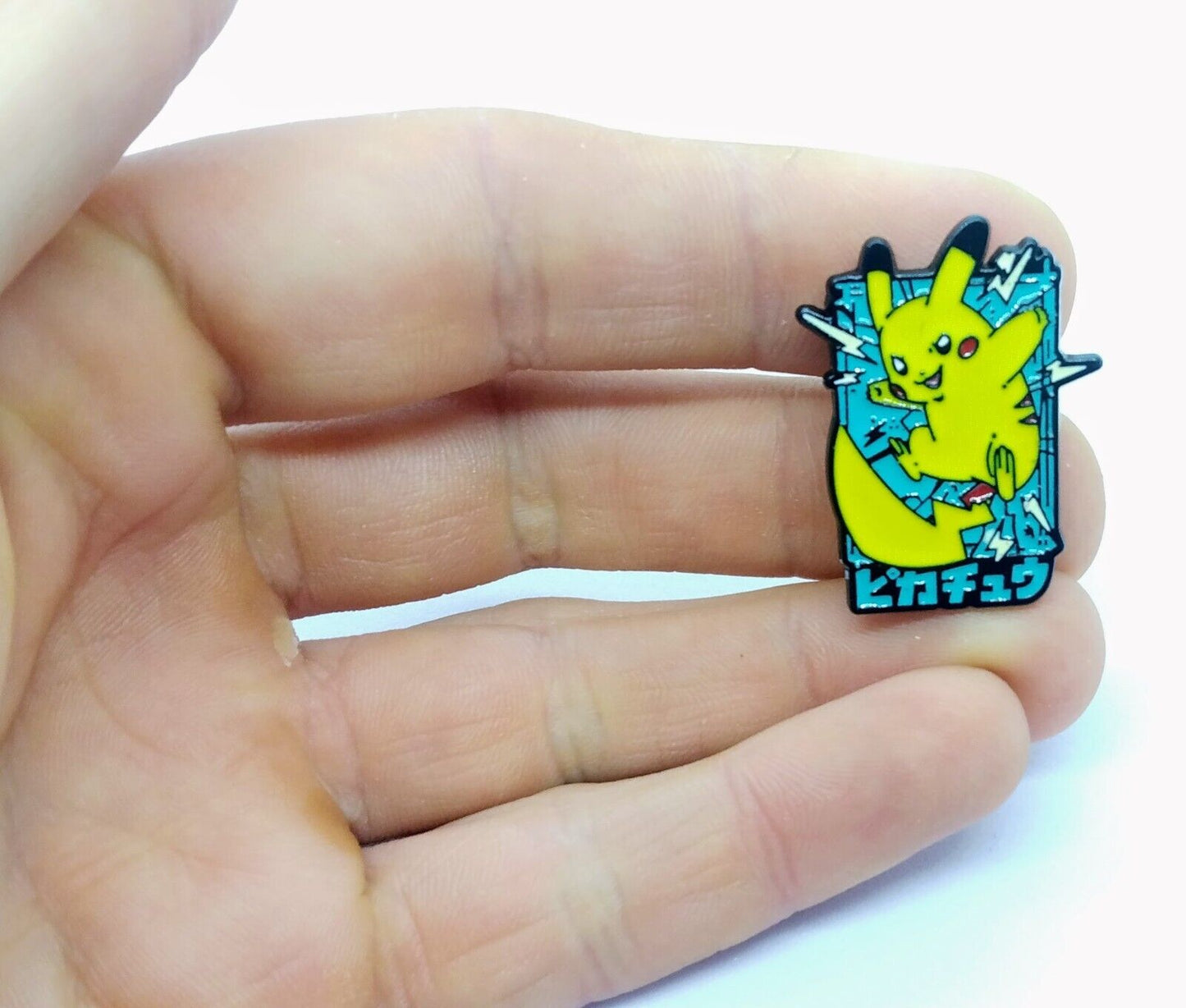 JAPANESE FIGHTING PIKACHU PIN Pokemon Blue Anime Enamel Lapel Brooch