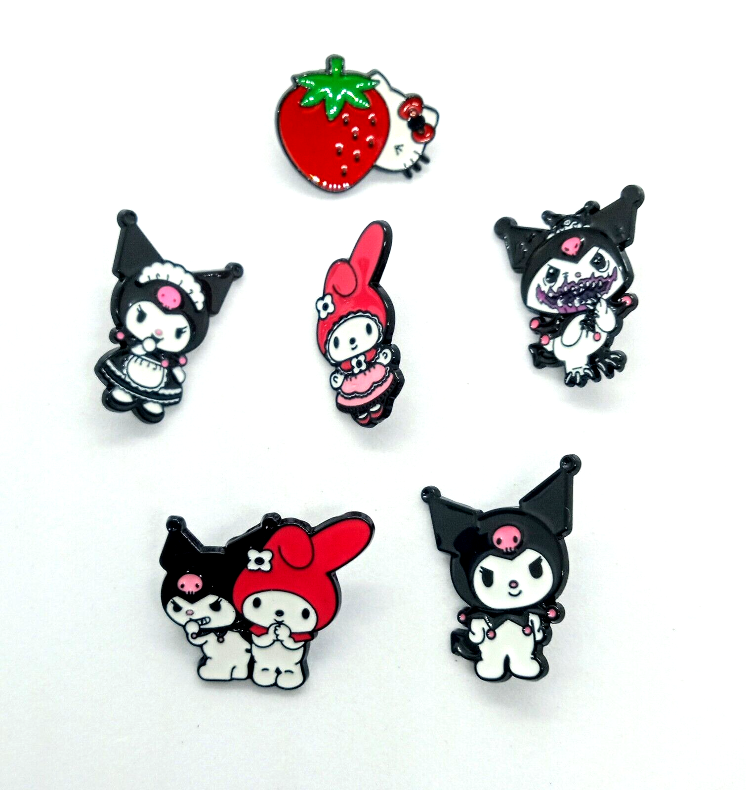 HELLO KITTY PIN SET (6pcs) Sanrio Kuromi My Melody Strawberry Cute Cartoon Lot