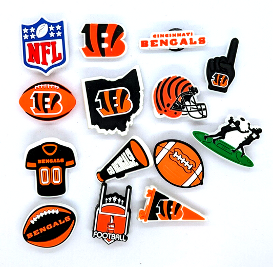 CINCINNATI BENGALS SHOE CHARMS (14pcs) Football Cool Gift Accessories Set Lot