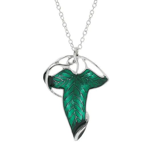 LORD OF THE RINGS LEAF NECKLACE Elven Green Leaves of Lorien LOTR (Pin Pendant)