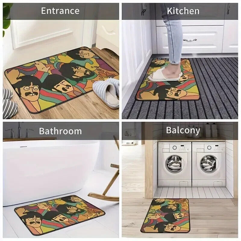 THE BEATLES DOORMAT Psychedelic Retro Rock/Pop Music Floor Mat (23.4"x15.8")