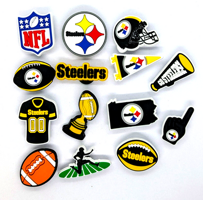 PITTSBURGH STEELERS SHOE CHARMS (14pcs) Football Cool Gift Accessories Set Lot