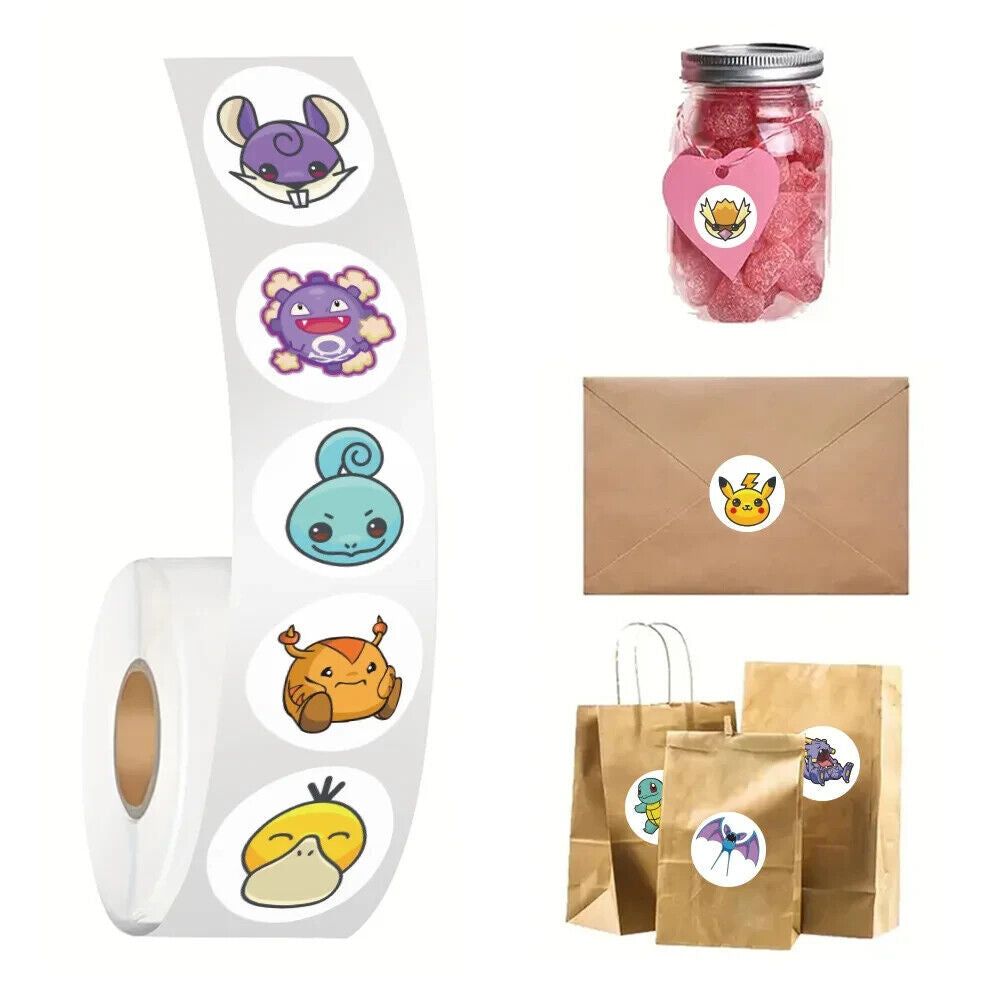 POKEMON STICKER ROLL (200pcs) Cute Illustrated Characters on Easy-Peel Decals