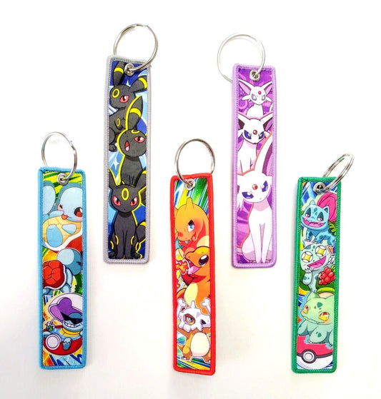 POKEMON EMBROIDERED KEYCHAIN Double Sided Tag Key Chain/Keyring (You Choose!)