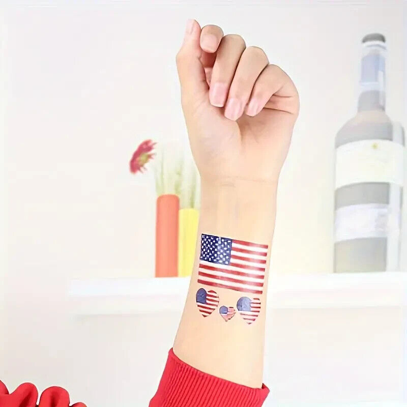 AMERICAN FLAG TEMPORARY TATTOOS (x5) Five Sheets USA Patriotic July 4th