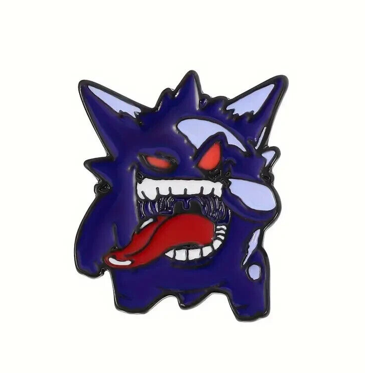 GENGAR PIN Pokemon Fun Evil Purple Ghost Tongue Cool Gift Enamel Lapel Brooch