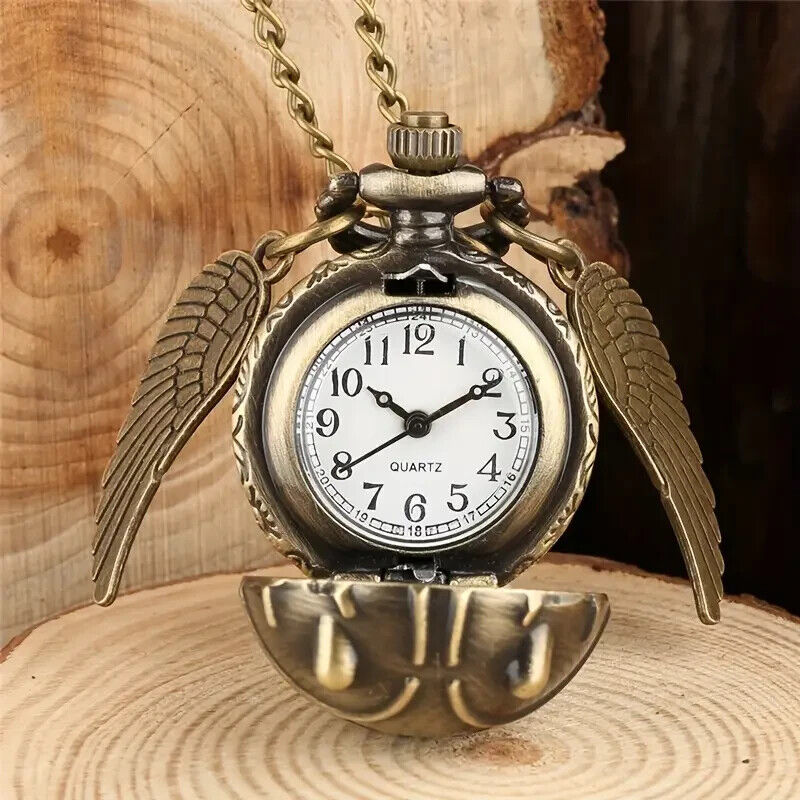 QUIDDITCH SNITCH POCKET WATCH Engraved Bronze Harry Potter Timepiece Pocketwatch