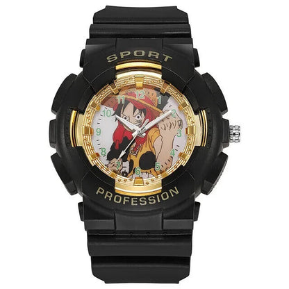 ONE PIECE WATCH Boy's Black Anime Wristwatch Luffy Pirate Ace (Sweet Gift!)