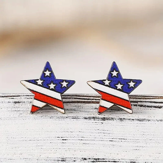 PATRIOTIC EARINGS American Flag USA Fourth of July 4th Stars & Stripes Studs