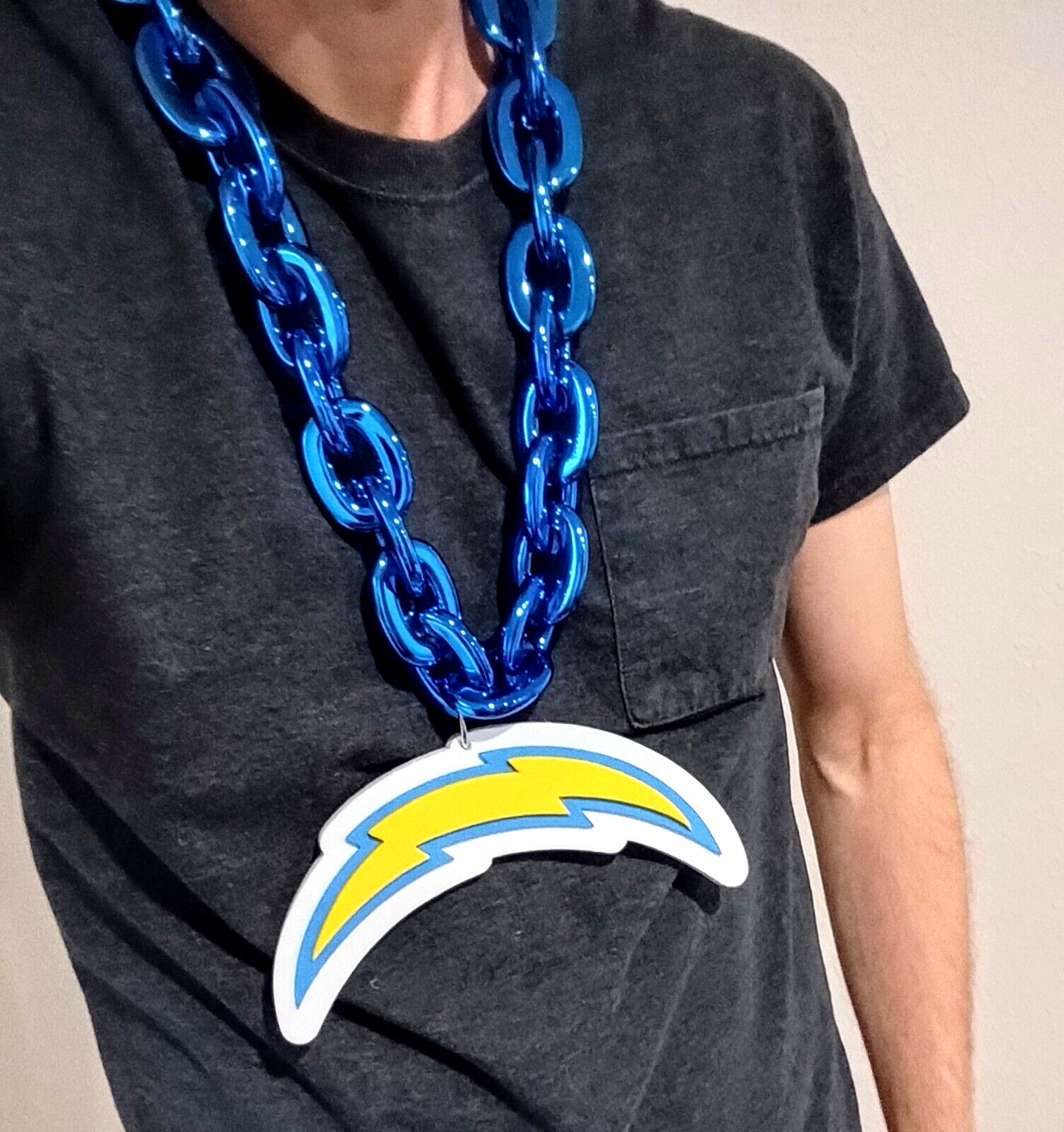 LOS ANGELES CHARGERS FOAM NECKLACE Blue Chain Large/Big Light-Weight Durable