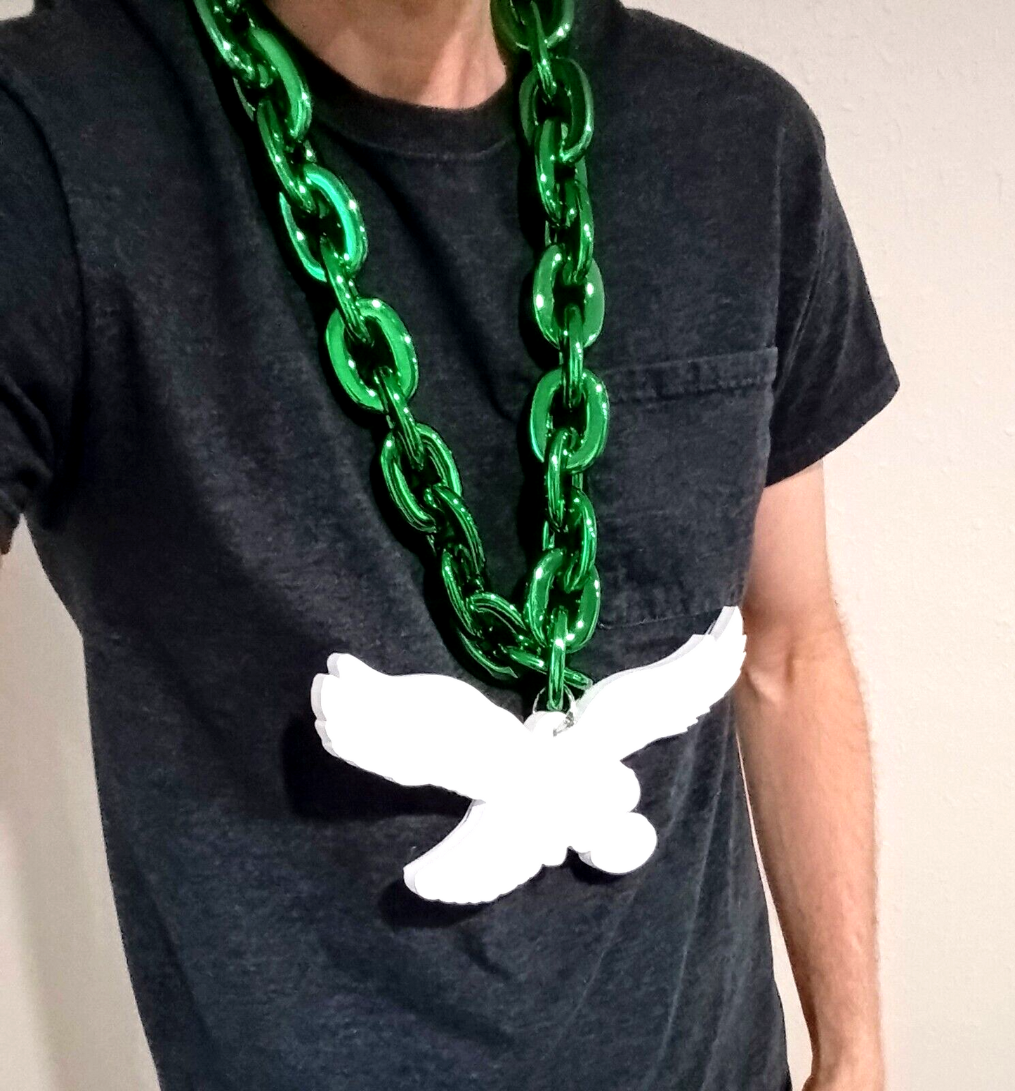 PHILADELPHIA EAGLES FOAM NECKLACE Green Chain Large/Big Light-Weight Durable