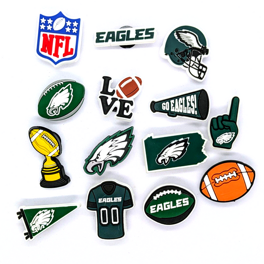 PHILADELPHIA EAGLES SHOE CHARMS (14pcs) Football Cool Gift Accessories Set Lot