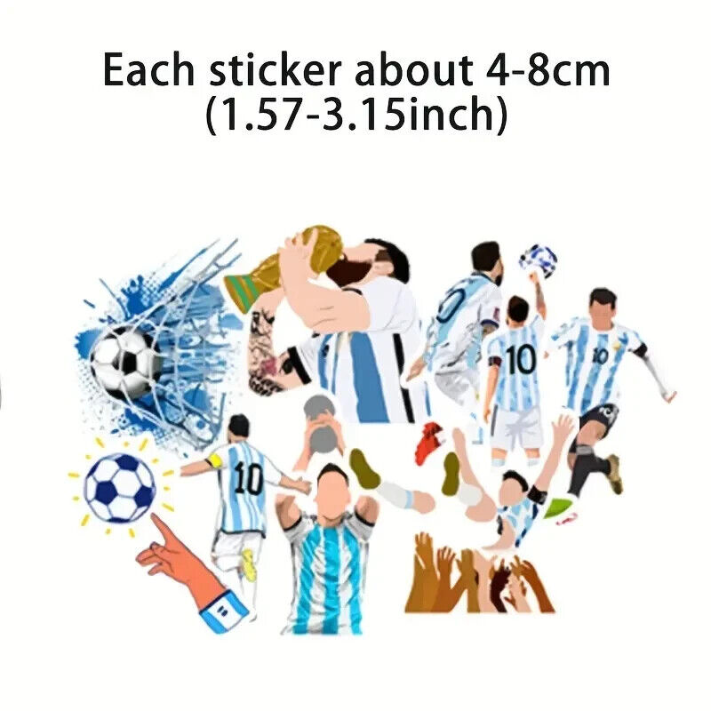 LIONEL MESSI STICKERS (50 pcs) Argentina Soccer/Football Die-Cut GOAT Decal