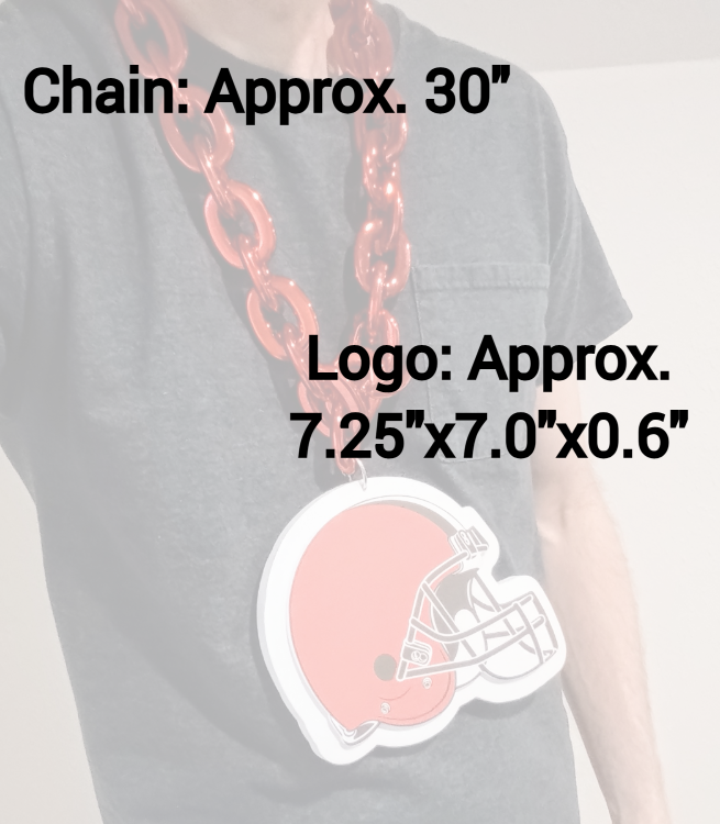 CLEVELAND BROWNS FOAM NECKLACE Red Chain Large/Big/Jumbo Light-Weight Durable