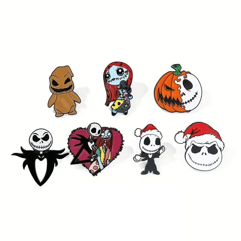 NIGHTMARE BEFORE CHRISTMAS PIN SET (7pcs) Disney Gift Enamel Lapel Brooch Lot