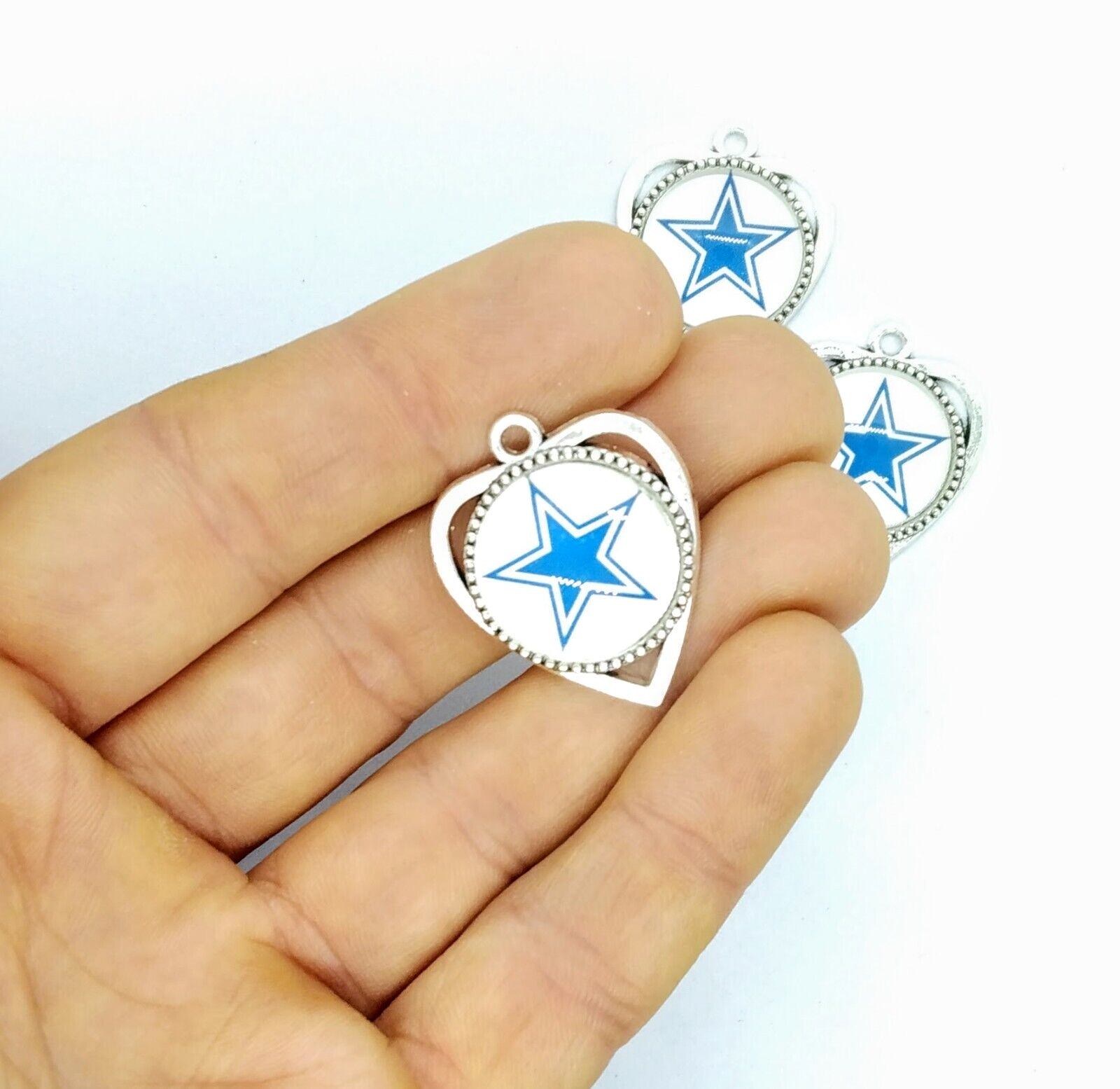 DALLAS COWBOYS STAR HEART PENDANTS (3pcs) Team Logo Charms