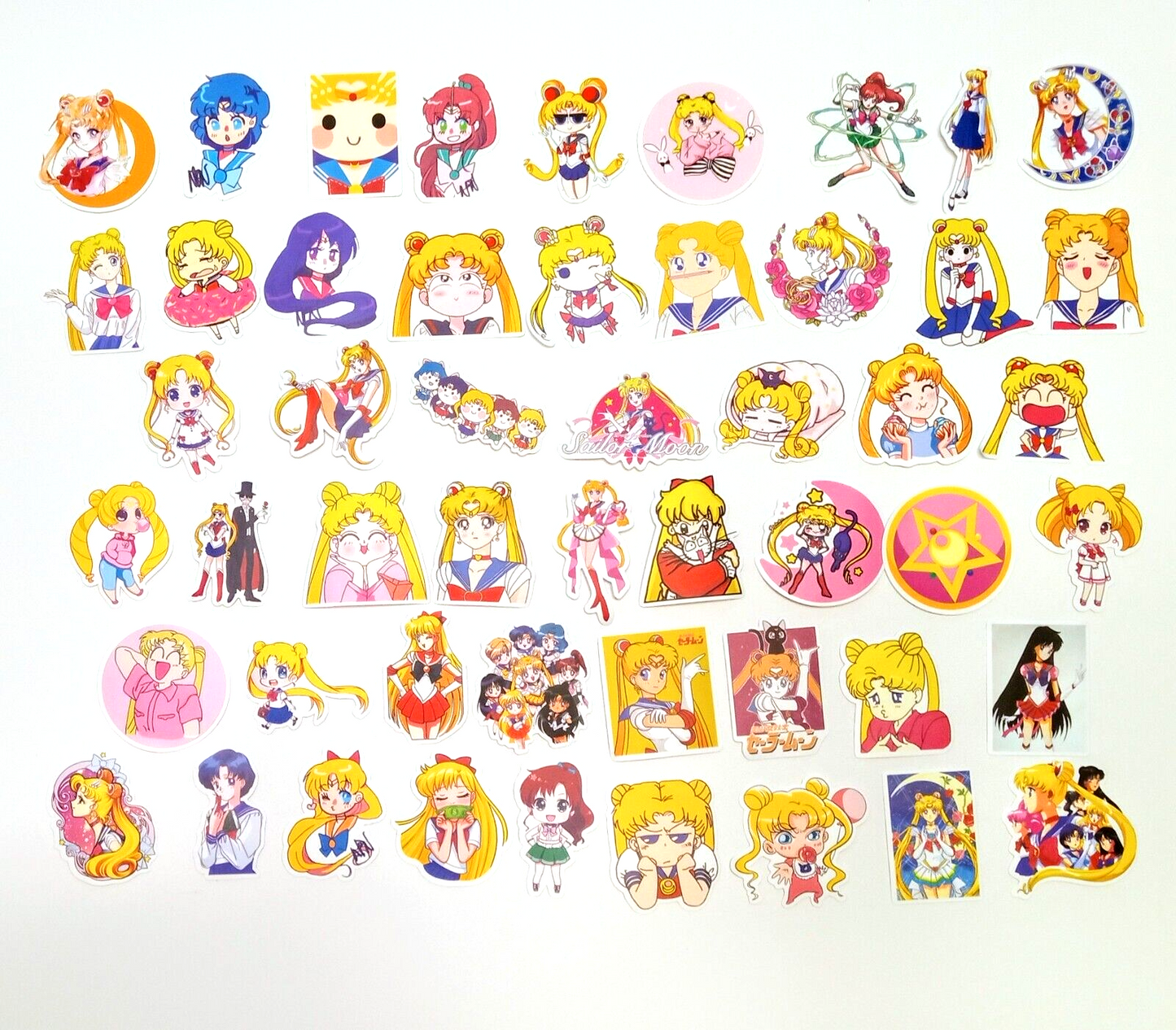 SAILOR MOON STICKERS (50pcs) Fifty Die-Cut Anime Cute Kawai Peel & Stick Decal