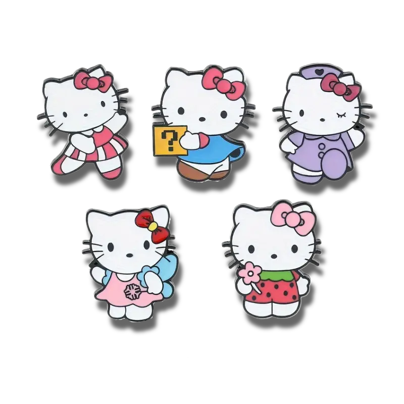 HELLO KITTY PLAY PIN SET (5pcs) Costume Professions Gift Enamel Lapel Brooch Lot