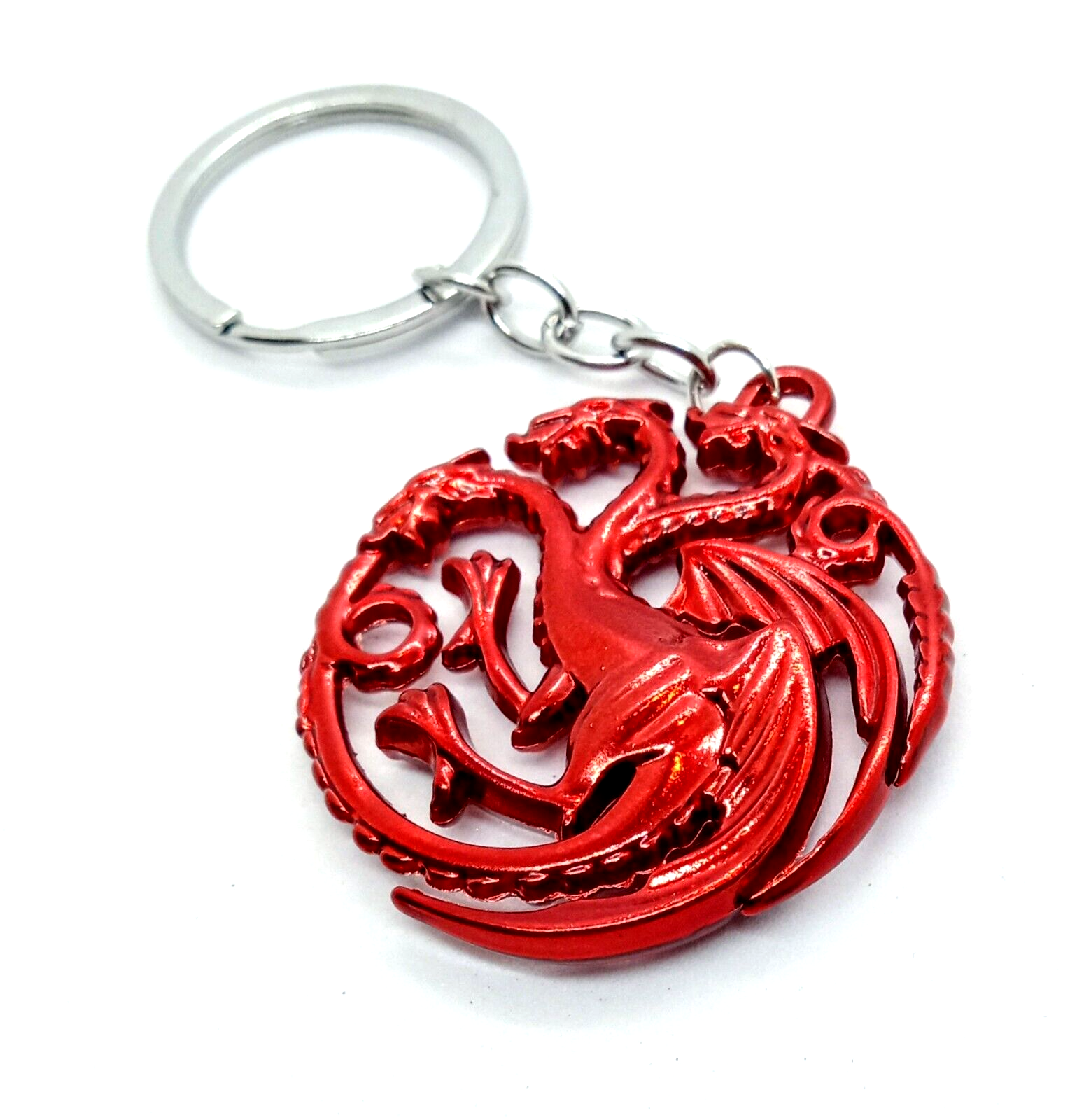 GAME OF THRONES KEYCHAIN Blood-Red House Targaryen Sigil Fire & Blood Dragons