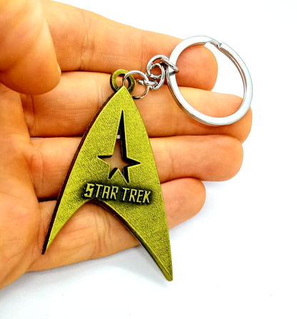 STAR TREK KEYCHAIN Gold Communicator SciFi Logo Trekkie Gift Key Chain/Keyring