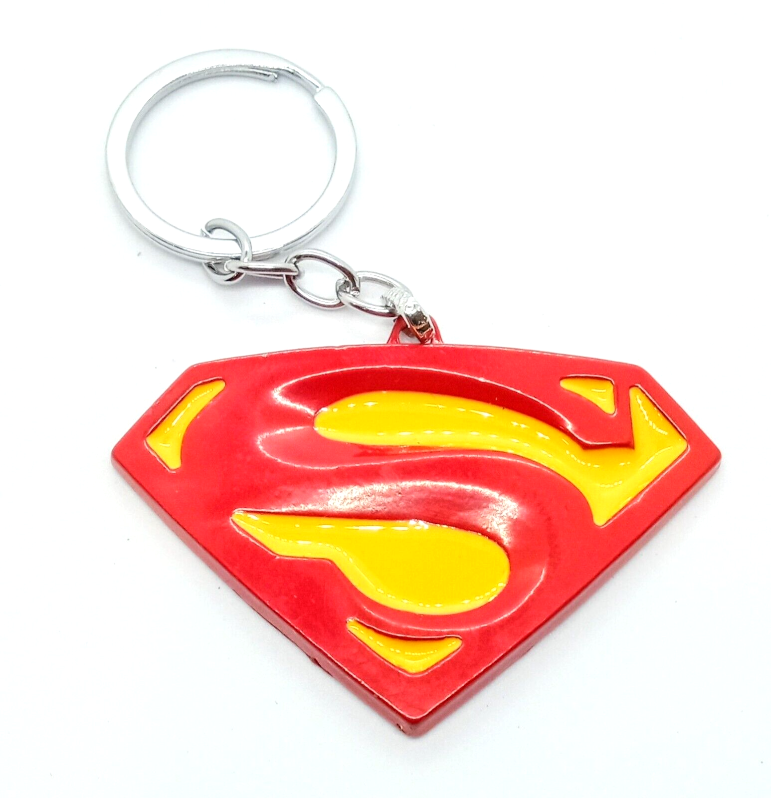 SUPERMAN KEYCHAIN Red/Yellow Super-Man Logo DC Comics Design Key Chain/Keyring