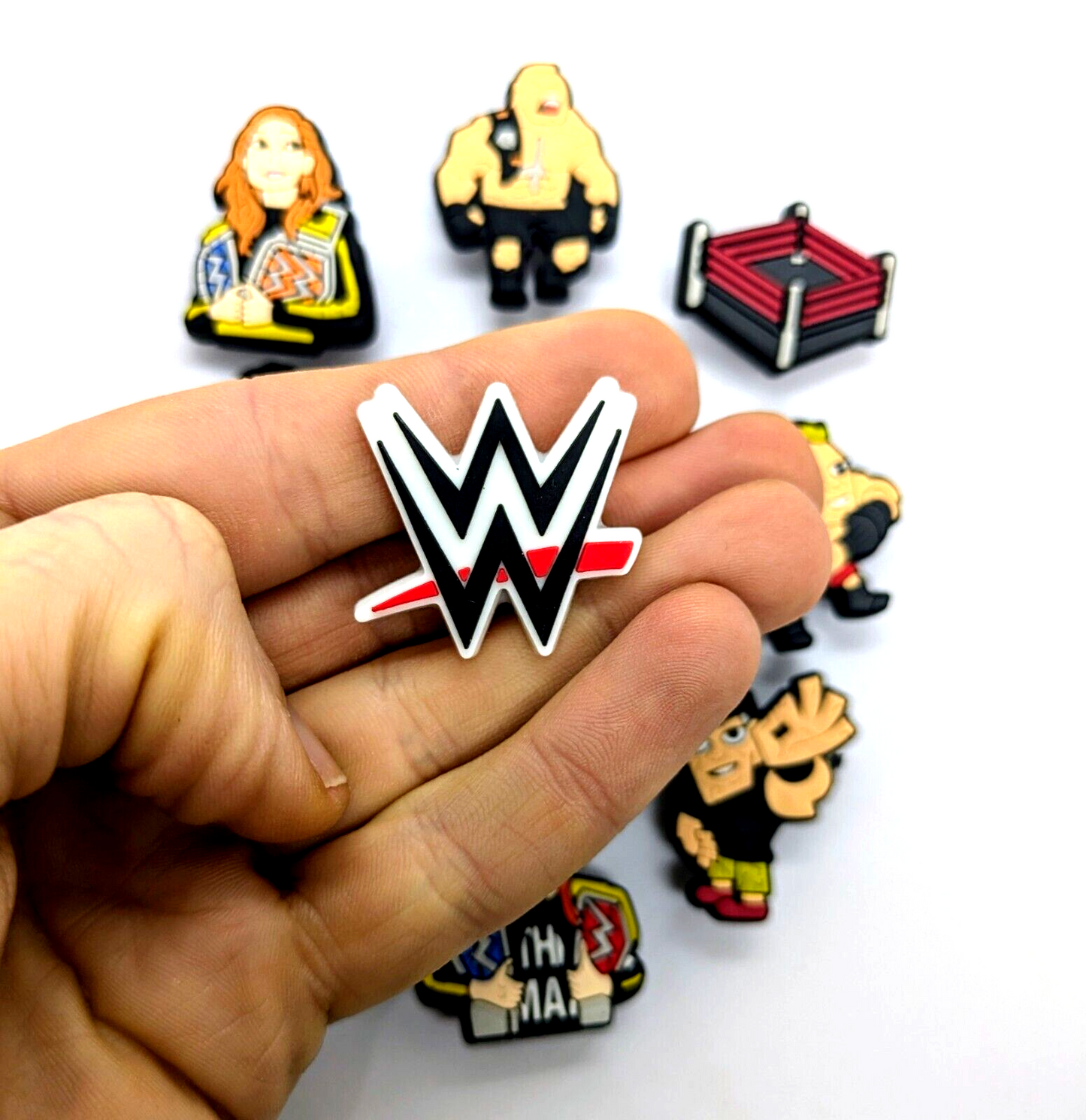 WWE SHOE CHARMS (9pcs) World Wrestling Entertainment Cool Gift Set Lot