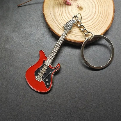 RED ELECTRIC GUITAR KEYCHAIN Music Rock & Roll Key Chain/Keyring