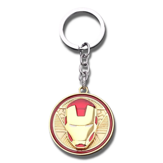 IRON MAN KEYCHAIN Golden Marvel Superhero (Spinning Head) Gift Key Chain/Keyring