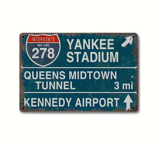 NEW YORK YANKEES INTERSTATE SIGN (about 12"x8") Metal Interstate Stadium Decal