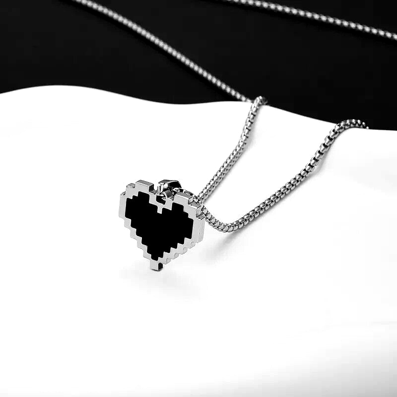 MINECRAFT BLACK HEART NECKLACE Health Damage Great Video Gamer Gift (~27" Chain)